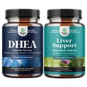 Ensemble de supplément DHEA pour les femmes et les hommes - pur DHEA 25mg pour l'équilibre hormonal - Déhydroépiandrostérone et le foie nettoyer la désintoxication et la réparation - supplément de chardon de lait pour la digestion et la santé immunitaire