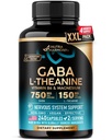 GABA L-Theanine 900 mg - Fabriqué aux États-Unis - Magnésium - Vitamine B6 - Calme, Sommeil, Relaxation et Support de l'humeur - 750 mg Gamma AminoAcide butyrique, 150 mg L-Theanine - Forme non-habitante, Vegan - 240 Capsules