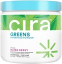 Cira Daily Greens - Poudre de spiruline biologique sucrée naturellement avec des ingrédients de qualité supérieure, antioxydants-rich pour les ballonnements, la digestion et l'énergie - Berry mélangé, 30 portions