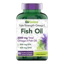 tnvitamines Omega-3 sans Burpless Huile de poisson: 2000mg - 90 Softgels 1400mg Total Omega-3 Acides gras (800mg EPA et 600mg DHA)