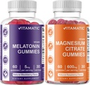 Magnésium Vitamatique Gummies & Mélatonine Gummies Combo - 60 Comptez chaque