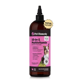 Supplément multivitamine pour chien avec huile de saumon pour chiens - Démangeaisons allergiques, Digestion, Santé de la peau et de la fourrure, Supplément liquide - Brosse de désossage pour chien avec prébiotiques (12 oz)