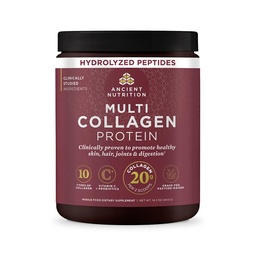 Ancient Nutrition Collagène Peptides Poudre, Protéines multicollagènes, Femmes & Hommes, Vitamine C, Probiotiques, Collagène hydrolysé, Supporte la peau, articulaires, Santé Gut, Non aromatisé, 40 portions