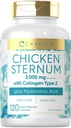 Carlyle Poulet Cartilage de sternum Capsules de collagène de type II 3000mg. 120 pilules avec acide hyaluronique.