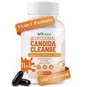 11-en-1 Candida Cleanse, Détox de nettoyage Candida avancé pour les femmes et les hommes, supplément de soutien Candida avec Origan, acide caprylique, probiotiques et extraits à base de plantes, 60 Softgels