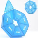 Weekly Pill Organizer, 2 Pack Portable Pill Box Medicine case 6 Colors (Seven Day) New Edition for Vitamin/Fish Oil/Pills/Supplements-Arthritis Friendly (Blue)