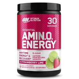Optimum Nutrition Amino Energy - Pré-entraînement avec thé vert, BCAA, acides aminés, Keto Friendly, extrait de café vert, poudre d'énergie - Lime de fraise, 30 portions (paquetage mai Vary)