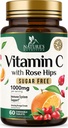 Vitamine C Chewable 1000mg - Antioxydants extra-résistants pour le puissant soutien immunitaire avec/Vitamine C & Rose HIPS - Potent Dietary VIT C Chews Supplément, naturel orange aromatisé, végétalien, non-OGM - 60 comprimés