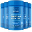Suppléments d'huile de poisson avec acides gras Omega 3 (5 bouteilles, 120 softgels) - Haute EPA, DHA et IFOS Piles d'huile de poisson soutenir le coeur et la santé articulaire - Huile de poisson sans Burpless favorise la fonction cérébrale