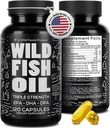 Wild Foods Omega 3 Fish Oil Supplement, 120 Capsules (1 pk) | Wild Caught, Burpless, Odorless, Non-GMO, Gluten Free | DPA, DHA, EPA Triple Strength Heart & Joint Nutrition for Women & Men