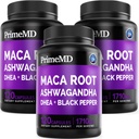 Capsules 6-en-1 de racine de maca ashwagandha biologique 1710mg avec DHEA et extrait de poivre noir pour les femmes et les hommes - Supplément de maca noir pour l'endurance, les os et l'humeur, 120ct (paquet de 3)