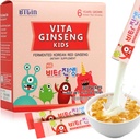 Vita Ginseng Kids, Vitamine D, Zinc, 7 baies, Banana, 20 légumes, Lait en poudre pour le soutien immunitaire, focus et boost mémoire, 30 paquets (1Set)