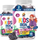 SUNNY SAM Gommies de fer pour les enfants et les adolescents - 10mg Vitamines avec vitamine C - Supplément de gommy de fer à croquer faible sucre pour le soutien immunitaire, soutient la production de globules rouges pour les enfants et les adolescentes