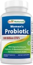 Meilleurs probiotiques naturels pour les femmes 100 milliards CFU - 10 souches + prébiotiques Fibre + mélange d'enzyme digestive + mélange à base de plantes pour la santé des femmes - Santé immunitaire, digestive et gustative - 60 Capsules Deleyaed