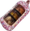 Bling Pill Organizer - Süße und kompakte Pille Box für Geldbeutel - stilvolle Pille Case mit Sparkling Design - Travel-Friendly Medicine Holder -Slide in/Out Design Pill Organizer (Pink)