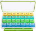 BUG HULL Monatliche Pille Organizer, Moisture-Proof große 28 Tage Pille Box mit abnehmbaren 4 Wochen Pille Case Rows, Medizin Pill Organizer, Reise Pillen Organizer mit einem Monat Pille Behälter für Vitamin