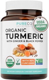 Supplément de poivre noir gingembre bio - Capsules de curcumine curcumane bio de haute puissance avec gingembre et poivre noir pour améliorer les avantages et l'absorption - Vegan & Non-OGM (2 mois d'approvisionnement)