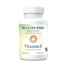 Dr Clark Vitamine C Supplément 1000mg - Sans gluten, Immunity Support, Potent antioxydant, soutient la fonction cérébrale, favorise la formation et la réparation des tissus, 100 Capsules de gélatine