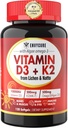 Pflanzenbasiertes Vitamin D3 K2 Supplement Softgel - Vit D3 10000 Iu + Vitamin K2 Mk7 200 Mcg, Algae Omega-3, Magnesium, Vitamin B12 für Knochen & Muskel, Immununterstützung, Max Absorption, leicht zu schlucken 1pack