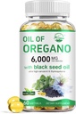 Huile d'Origan vivante de la nature avec huile de graines noires, 2 suppléments d'Origan en 1 pour la santé immunitaire, contient du carvacrol concentré et de la thymoquinone, non-OGM, 60 softgels, 1 pack