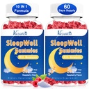 Gummies de sommeil pour les adultes et les enfants - Sans sucre Mélatonine Gummies avec Magnésium, L-Theanine, Vitamine B12, Vegan - Aromatisé aux framboises, 120 Cts