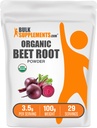 BulkSupplements.com Poudre de racine de betterave biologique - Supplément super-alimentaire, Supplément de racine de betterave - Sans végétalien et sans gluten, 3,5g par portion, 100g (3.5 oz) (paquet de 1)