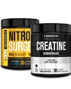 Usine Jacked Nitrosurge Construisez préentraînement avec la créatine pour le bâtiment musculaire (30 portions, framboise bleue) et la poudre monohydratée de créatine pour la croissance et la récupération musculaire (30 portions, non aromatisées)