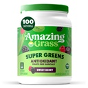 Amazing Grass Greens Superfood Antioxydant: Poudre de vert avec Spiruline biologique, poudre de racine de betterave, Elderberry & Probiotiques, Berry sucré, 100 portions (emballage mai Vary)