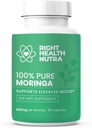 Santé droite Nutra - 100% pur Moringa 800mg - 60 Capsules - Supplément alimentaire pour l'humeur plus vive, la concentration accrue et la mémoire fortifiée - avec des vitamines, des minéraux et des nutriments nourissants