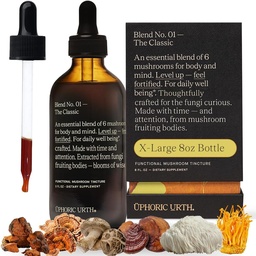 Mélange no 1-6 Mélange de champignons Teinture Reishi, Chaga, Lions Mane, Turquie Tail, Cordyceps, & Shiitake, Soutien naturel Immunity Booster, Augmenter l'énergie et la fonction cognitive (240 services)