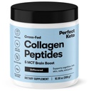 Perfect Keto Collagen Peptides Poudre de protéines avec huile MCT, collagène hydrolysé, complément de type I & III, sans gluten, gazon, faible teneur en glucides, crème de café Keto, collagène pour les femmes et les hommes, non aromatisé