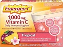 Emergen-C 1000mg Poudre de vitamine C, avec des antioxydants, des vitamines B et des électrolytes, suppléments de vitamine C pour le soutien immunitaire, mélange de boissons gazeuses sans caféine, saveur tropicale - 30 comte/1 mois d'approvisionnement