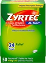 Zyrtec 24 Hour Allergy Relief Tablets, Individually Wrapped Indoor and Outdoor Allergy Medicine with 10 mg Cetirizine HCl per Antihistamine Tablet, 1 Tablet Per Pack, 50 ct Dispensit Pack