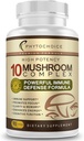 10 Complexe de champignons Nootropic Cerveau supplément-mélange avancé des meilleurs champignons fonctionnels-Brain Memory Focus Energy, Immune Support-Lions Mane-Reishi-Cordyceps-Chaga-Turquie Tail (90 capsules)