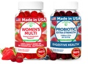 Lunakai USA Femmes faites Multivitamines et Gommies Probiotiques Bundle – 16 Multi Vitamines et Probiotiques pour le soutien de la digestion – 60ct Chaque