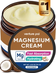 Venture Pal Topical Magnesium Cream, Fast-Absorbing Magnesium Moisturizing Lotion with Coconut Oil, Shea Butter & Hyaluronic Acid, Suitable for Kids