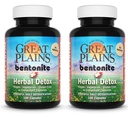 Yerba Prima Great Plains Bentonite Clay Caps Plus Herbal Detox (Pack von 2) - Food Grade - Leber & Colon Cleanse Supplement Kapseln
