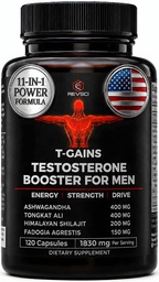 Booster anabolique et constructeur de muscles, supplément de testostérone T-GAINS pour les hommes, booster de test TRT et bloqueur d'estrogen, suppléments HGH pour les hommes - Tongkat Ali Fadogia Agresti pour la croissance musculaire, 120 capsules