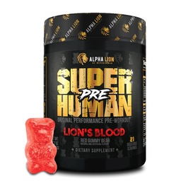ALPHA LION Poudre de pré-entraînement, Beta Alanine, L-Taurine et caféine Tri-Source pour l'énergie soutenue et focale, Oxyde nitrique et Citrulline pour pompe (21 portions, saveur de sang de Lion), paquet de 1
