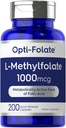 Carlyle L Methylfolate 1000mcg (200 capsules) Taille de la valeur Optimisé et activé (non-OGM, sans gluten) Folate de méthyle, 5-MTHF (par Opti-folate)