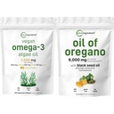 Micro-ingrédients Huile d'Origan Softgels 300 Comte & Vegan Omega 3 Supplément d'huile d'algues Pack 2