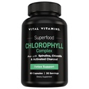 Vitamines vitales Pilules de chlorophylle - Supplément désodorisant pour le corps - Fabriqué avec de la spiruline, de la chlorella, du persil organique, de la menthe et du charbon actif - Odor dénaturée naturellement - pour les femmes et les hommes - 60 capsules
