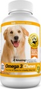 Extraordinaire Omega 3 pour les chiens - Omega 3 Huile de poisson pour les chiens Supplément pour le soulagement de la peau démangeaisons pour la peau sèche et les taches chaudes et manteau de Shedding Coat avec EPA et DHA Acides gras - 120 Saveurs de saumon