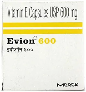 50 Evion 600mg Capsules Vitamine E pour Glowing Face, Cheveux strong,Acné,Nails, Glowing Skin 400mg,Contrôle de la perte de cheveux