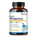 NATURE TARGET Probiotiques pour hommes Santé digestive avec enzymes et prébiotiques, 100 milliards d'UFC, Probiotiques pour hommes avec Saw Palmetto et canneberge pour la santé de la prostate et du trac urinaire, 90 VeggieCapsules