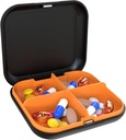 Pill Box Portable Pill Dispensing Box, Travel Portable Pill Box, 4-Compartment Daily Portable Pill Organizer, Suitable for Vitamins, Medicines, Fish Oil (Black+Orange)