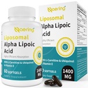 Acide liposomique alpha lipoïque 1400mg Softgels, supplément ALA avec L-Carnitine 1000mg, Ubiquinol (CoQ10 active) 100mg et vitamine E 10mg, acide alpha-lipoïque pour les antioxydants, Nerve,Energy 60 Softgels