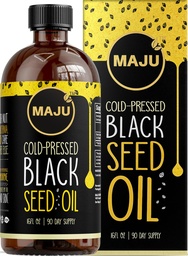 MAJU's Black Seed Oil 16oz: 3X Thymochinon, kalt gepresst, 100% Türkisch Schwarz Cumin Nigella Sativa Samenöl (Better Than Organic), Non-GMO, 100% Liquid Pure Blackseed Oil, Glasflasche