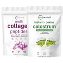 Micro Ingredients Multi Collagen Protéine Poudre 2 Pounds & Instant Colostrum Powder Bundle 2 Pack de Peptides de Collagène Herbacés