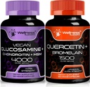 WELLNESS LABSRX Glucosamine Chondroïtine MSM. Quercetine avec Capsules de Bromelain